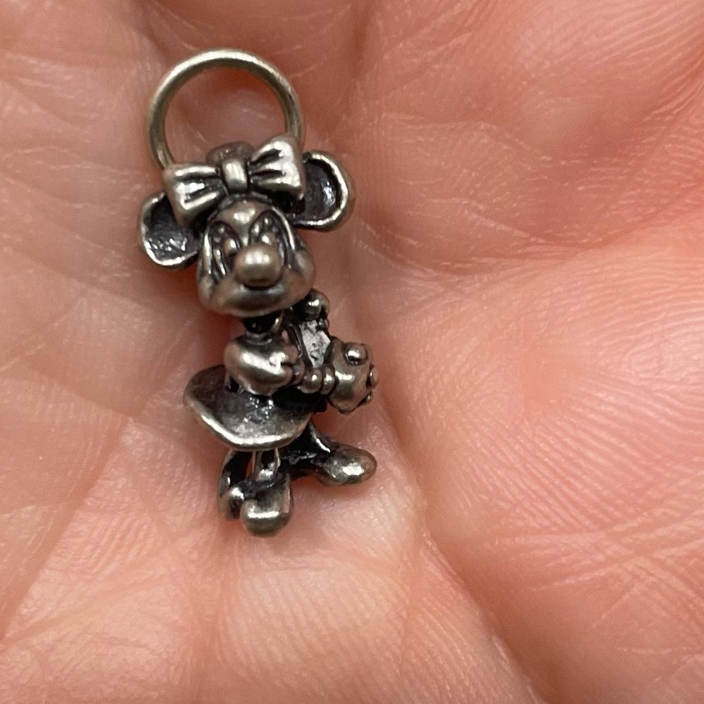 Walt Disney Minnie Mouse Pendant Charm Necklace Bracelet Silver Jewelry Girl